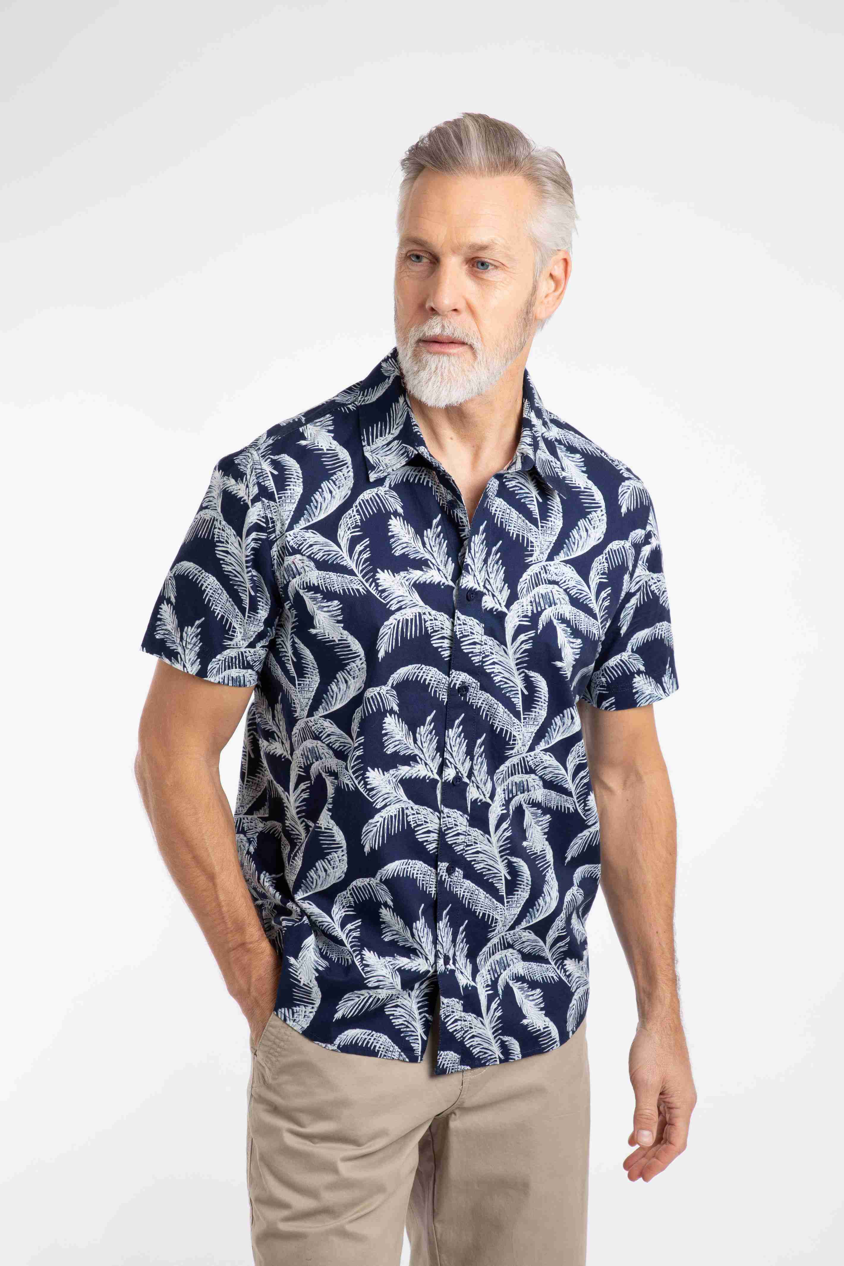 Avondale Short Sleeve Printed Shirt Dark Blue