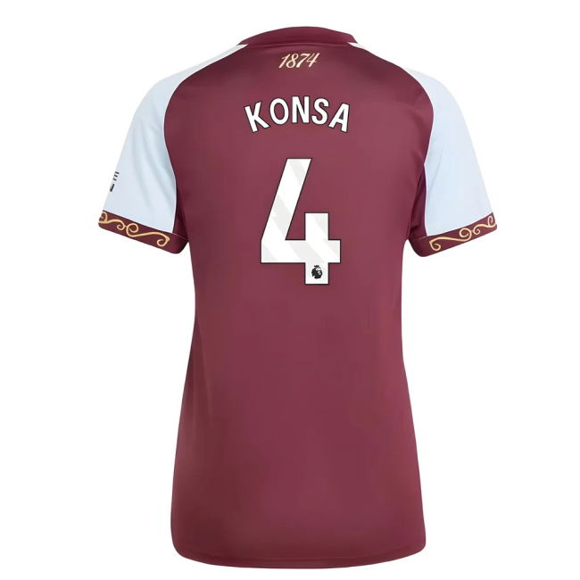 Aston Villa Home Football Jersey 2025-20 Konsa 4 L M Women S