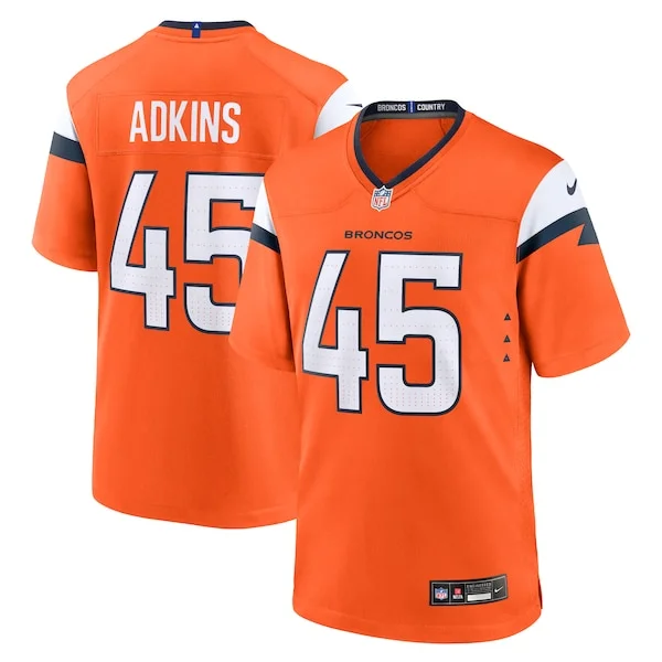 None Nate Adkins Game Jersey - Orange | NFL Player Jersey | NFL Footba