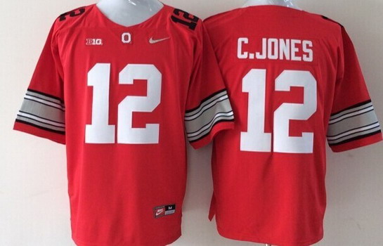Men's OSU Ohio Red 2015 comfortable Cardale Jones #12 home jersey