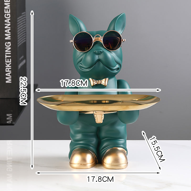 French Bulldog Decorative Frenchie Figurine With Storage Tray Add