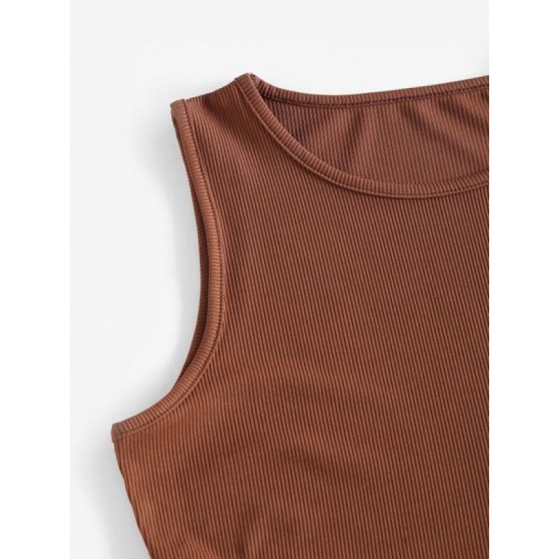 Ribbed Two Tone Crop Tank Top RQ1264