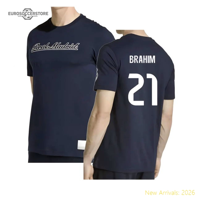 Official 2025-2026 Real Madrid Us Tee (Navy) (Brahim 21)