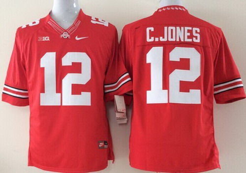 Men's OSU Ohio Red 2014 team authorized Cardale Jones #12 durabl