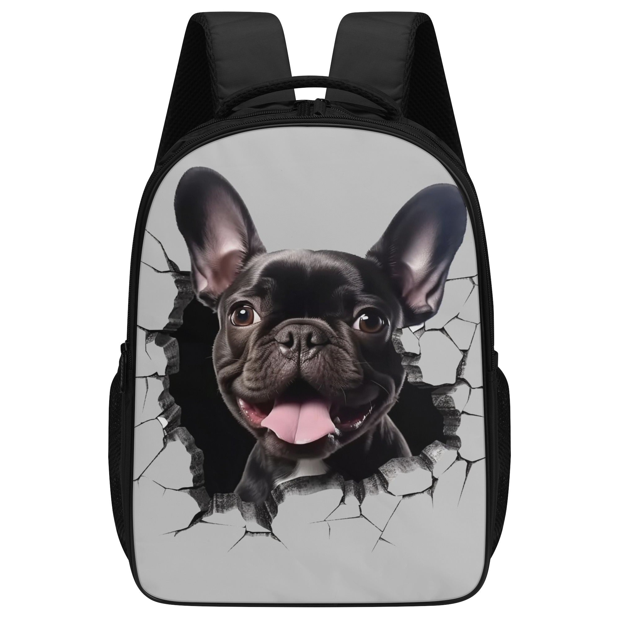 French Bulldog Lover The Smile 16 Inch Dual Compartment Backpack Cute Wall Art