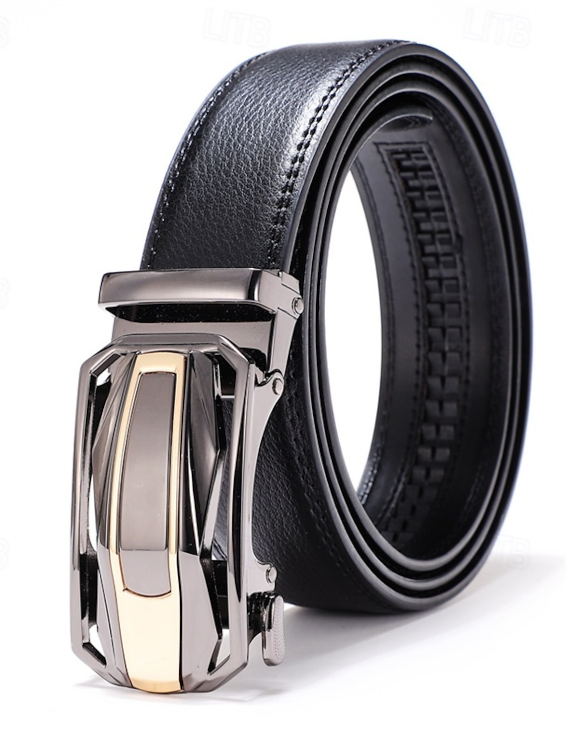 Men's Genuine Leather Belt Dress Automatic Buckle Quick-Release Dermis