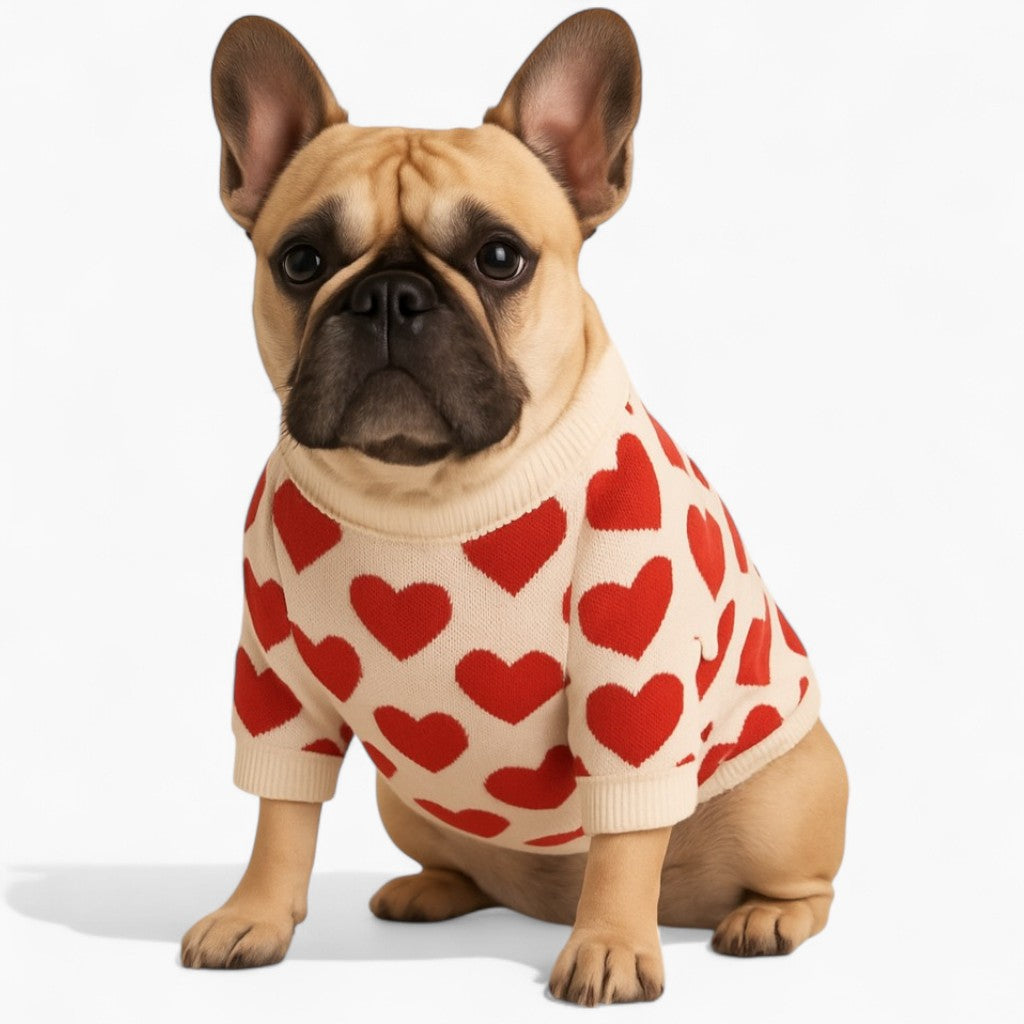Hearts - Winter Sweater for French Bulldog (WJ09)