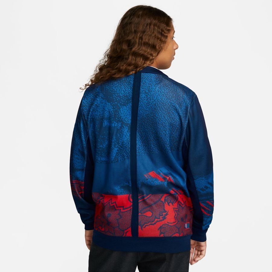 England Cardigan Shirt Dri Fit Player Blue Void/challenge Red