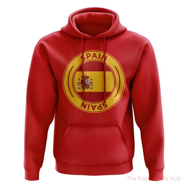 Men Spain Football Badge Hoodie (Red) UEFA Euro