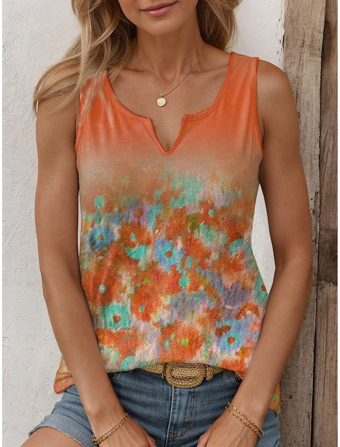 Women's Tank Top Vest Daily Floral Sleeveless Sleeveless V Neck Daily Summer