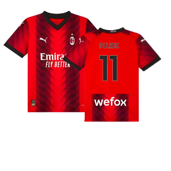 Rossoneri Home Uniform Pulisic 1 #1 2024-2025 Season Licensed Pr (v5)