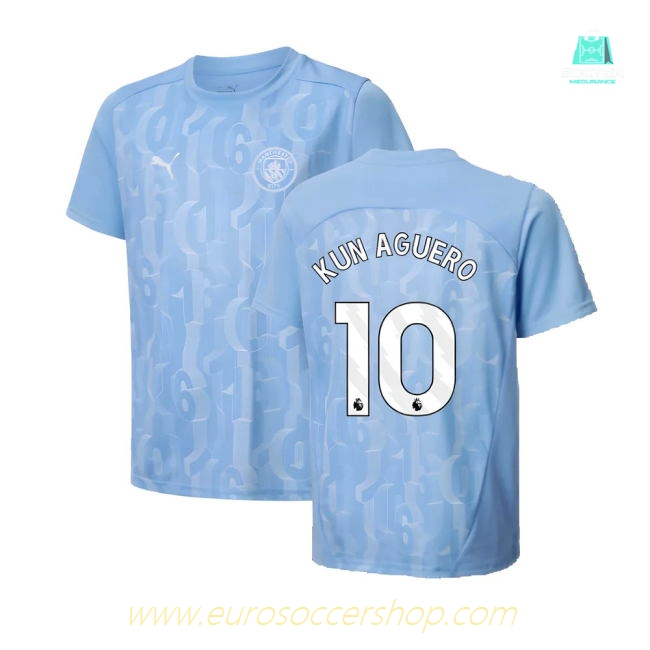 2024-2025 Man City Prematch SS Shirt (Light Blue) - Kids (Kun Aguero 10)