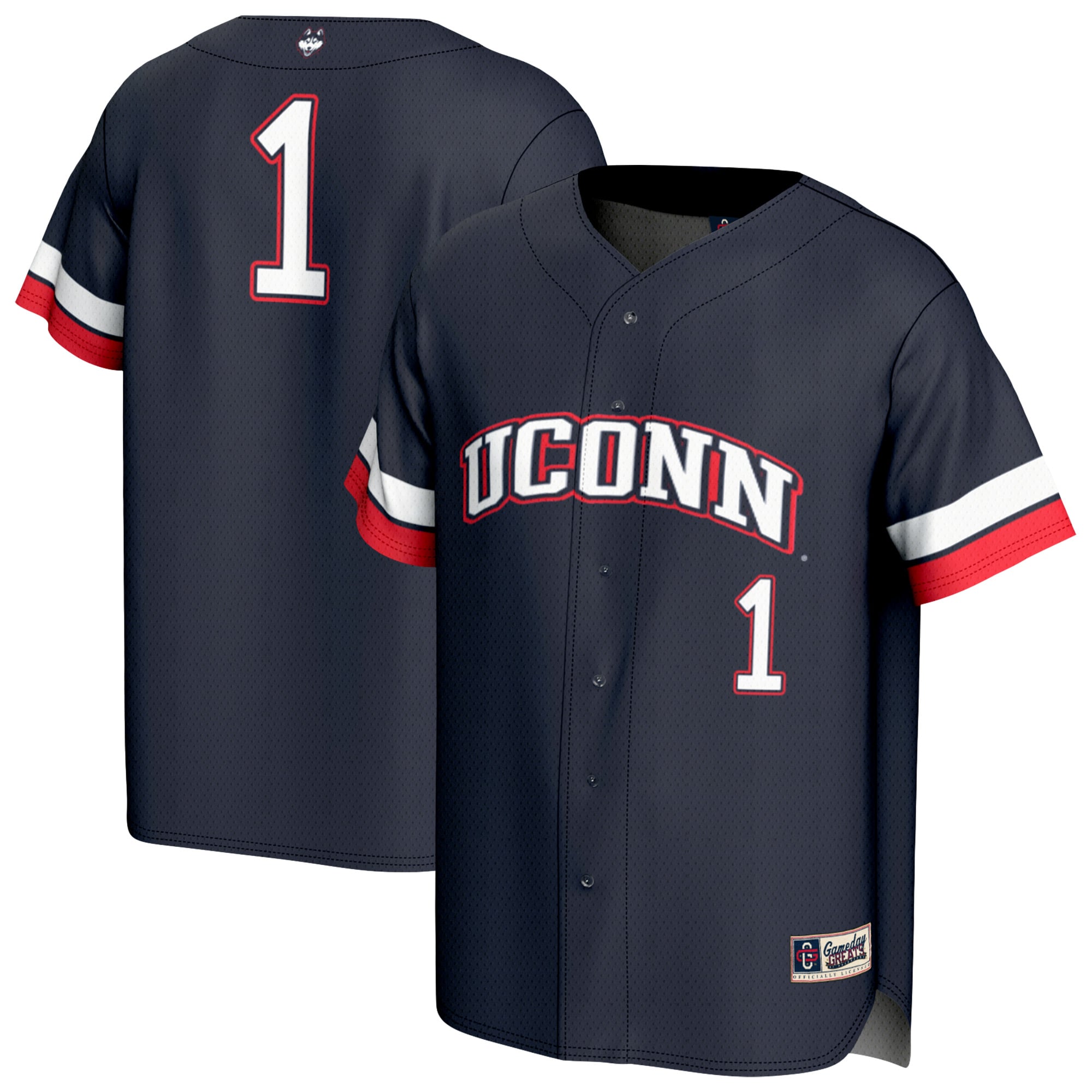 #1 UConn Huskies GameDay Greats Unisex Lightweight Collegiate Baseball Fashion Jersey - Navy