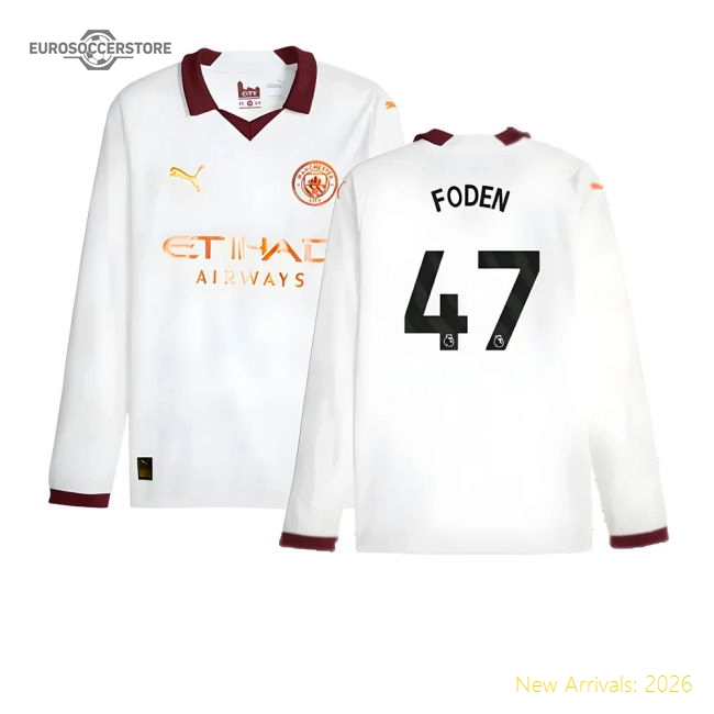 Top-Grade 2023-2024 Man City Long Sleeve Away Shirt FODEN 47