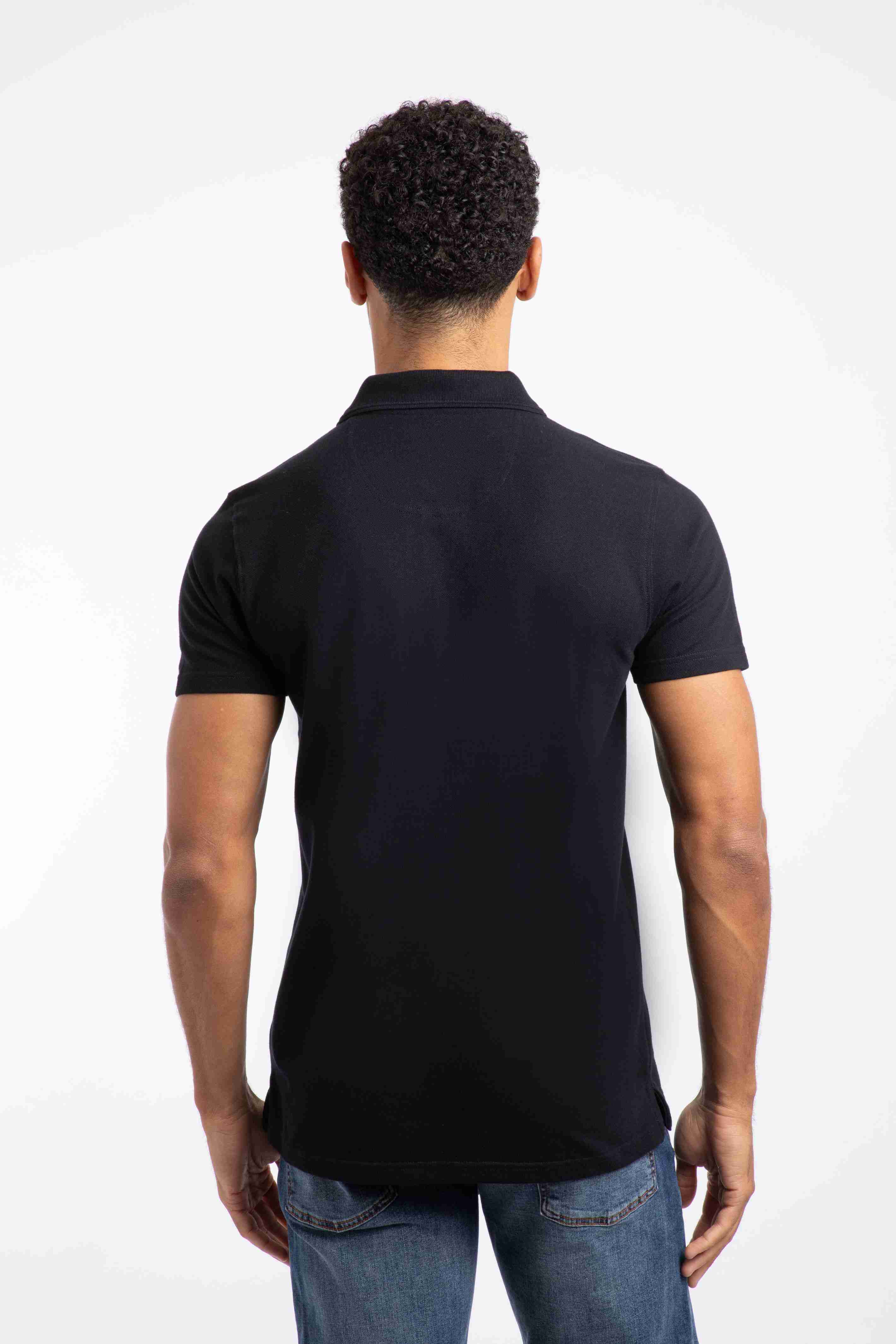 Giles Pique Polo Shirt Black
