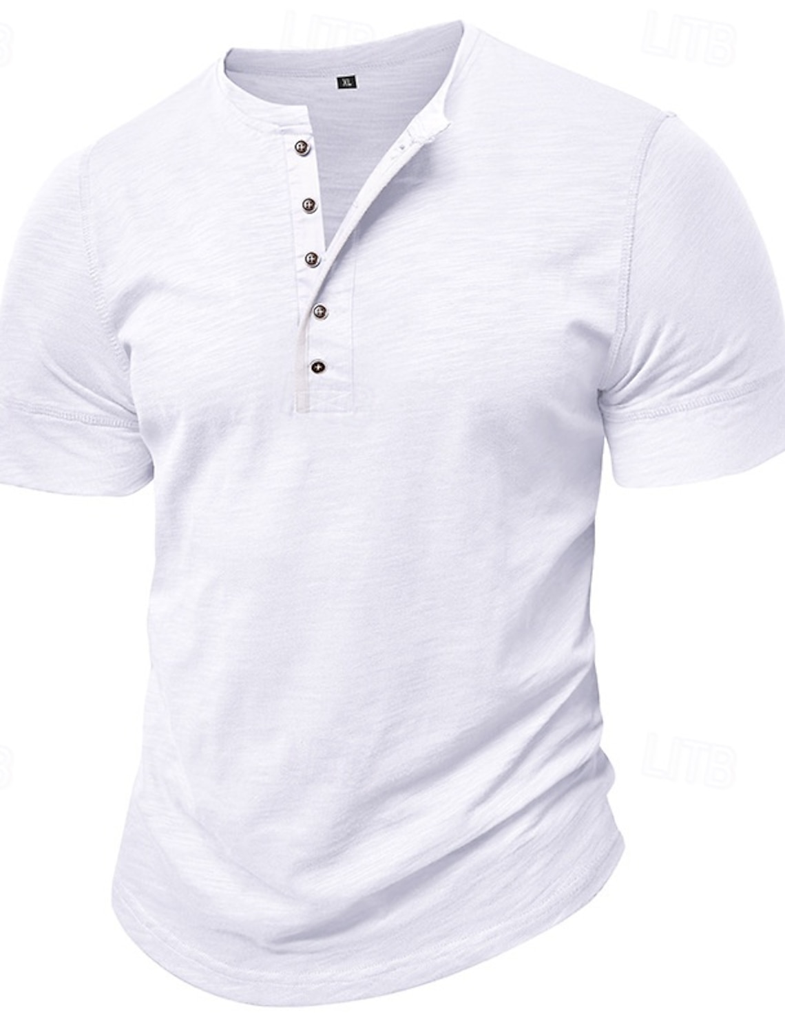 100% Cotton Men's Henley Shirt Tee Short Sleeve Solid Color Plain