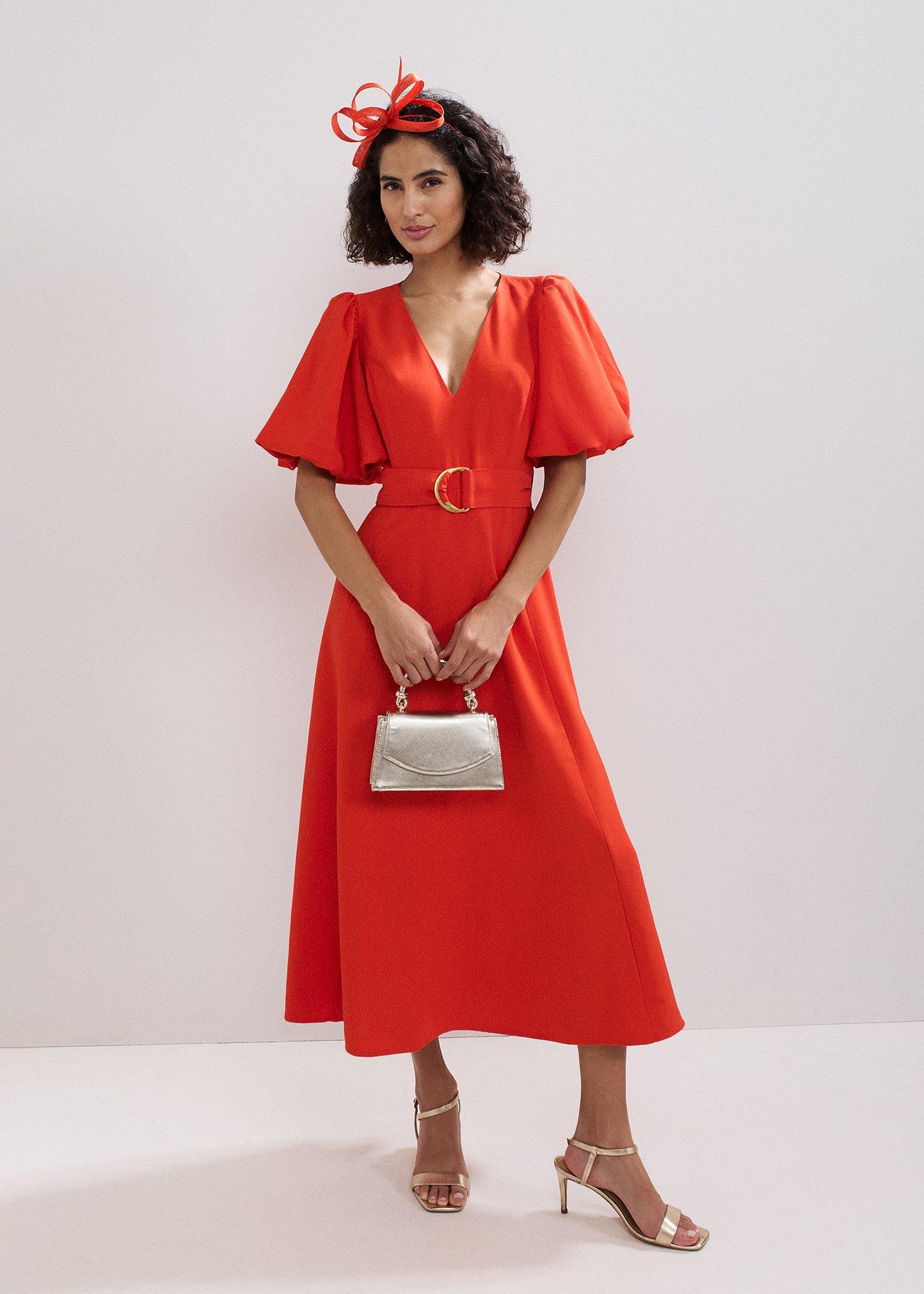 Zarah Plain Puff Sleeve Midi Dress