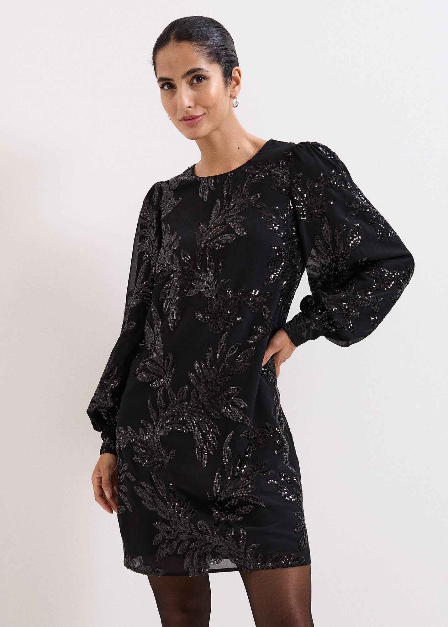 Odette Black Sequin Mini Dress