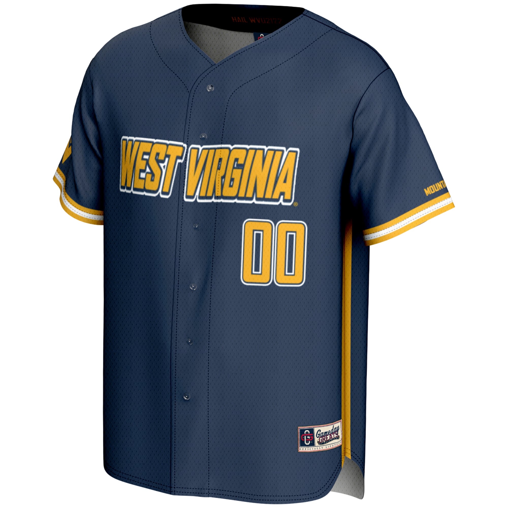 [DDG] West Virginia Mountaineers GameDay Greats Youth NIL Pick-A-Player Lightweight Baseball Jersey - Navy
