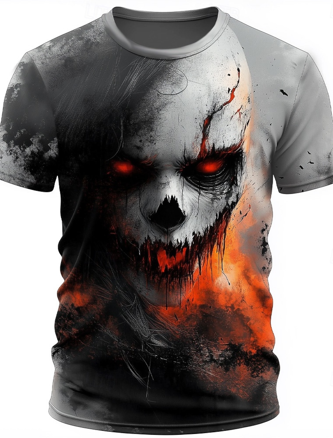 Men's Creepy Clown 3D Clown T Shirt Short Sleeve T shirt 3D Print Crew Neck Shirt Exaggerated Designer Horror Party Street Casual Red Black Gray Gray Summer Spring All Seasons Clothing Apparel S M L
