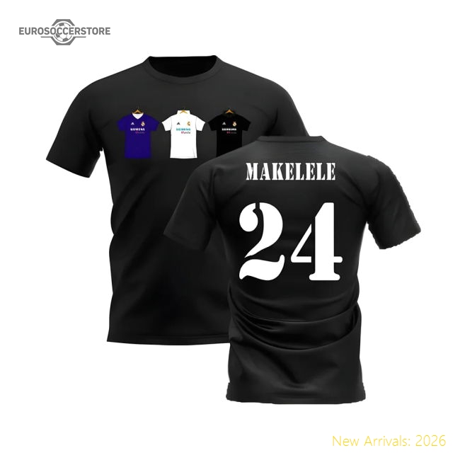 High-Quality Real Madrid 2002-2003 Retro Shirt T-Shirt (Black) (Makelele