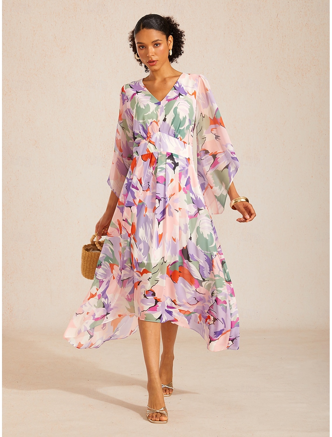 Spring Blooms Flowy Chiffon Maxi Dress