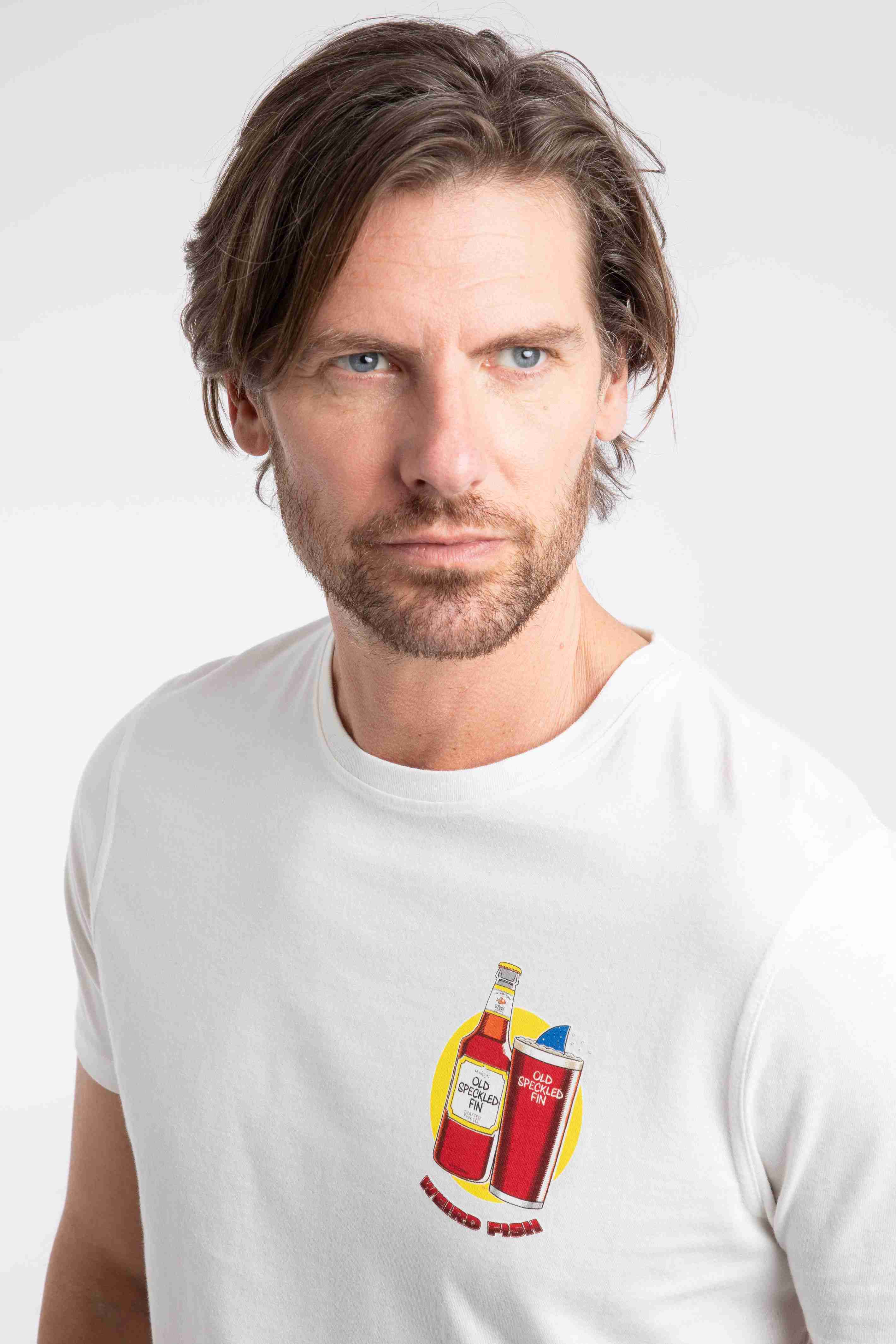 Old Speckled Fin Back Print Artist T-Shirt Marshmallow