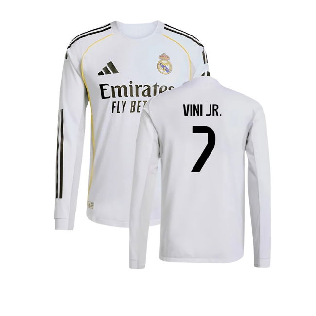 Home Shirt for Real Madrid Authentic Long Sleeve 2025-2026 (Unisex