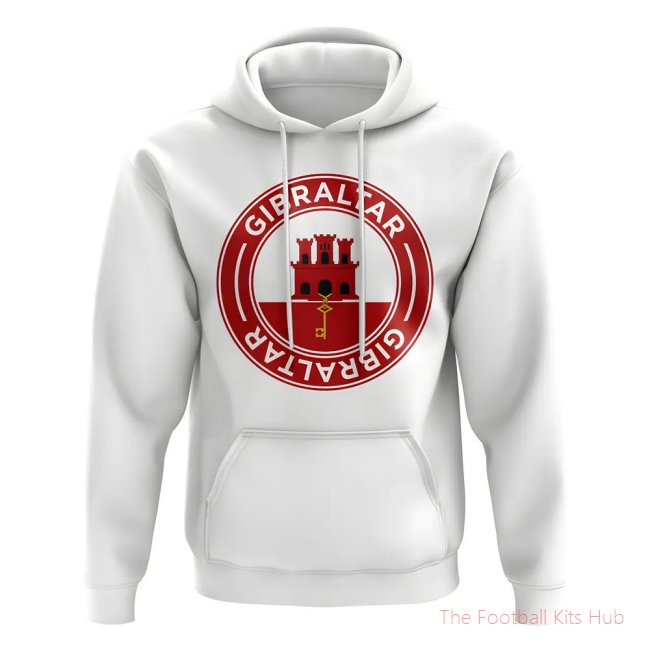 Men Gibraltar Football Badge Hoodie (White)