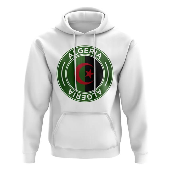 Performance-Driven Elite Algeria Football Badge Hoodie (White)