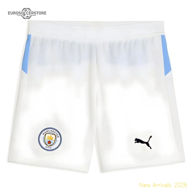 Official 2025-2026 Man City Home Shorts (white) - Kids - Premium