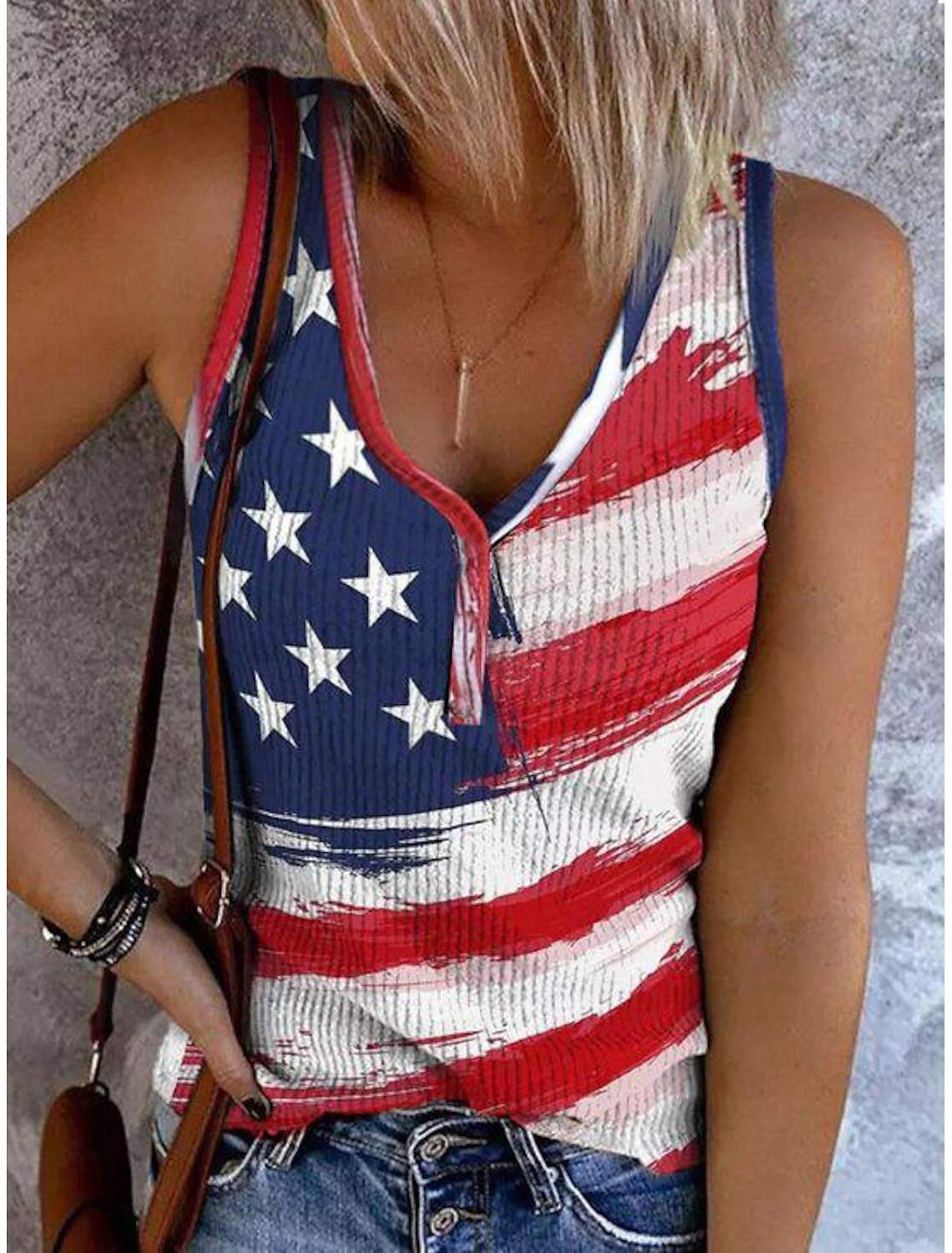 Women's Tank Top Flag Independence Day Sleeveless Sleeveless V Neck Daily Summer