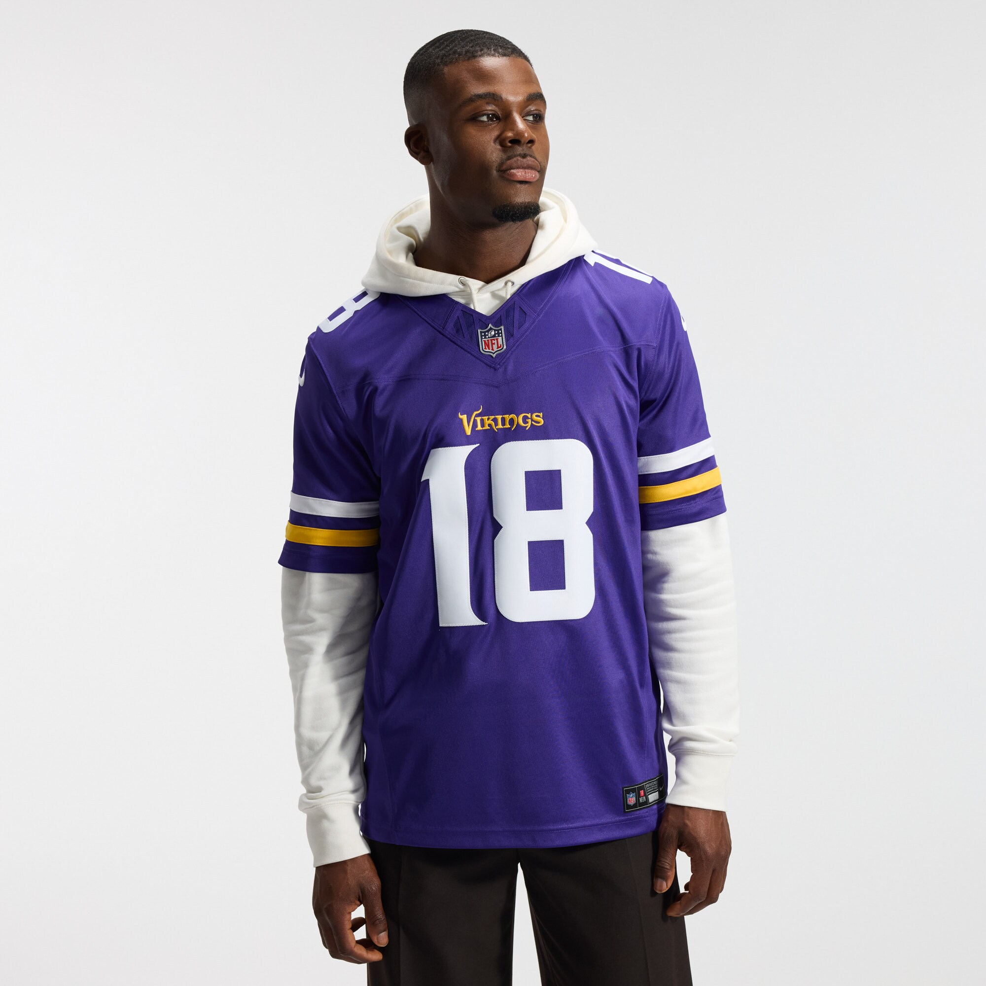 [LK] Justin Jefferson #18 Minnesota Vikings Team Vapor F.U.S.E. Stitched Limited Jersey - Purple