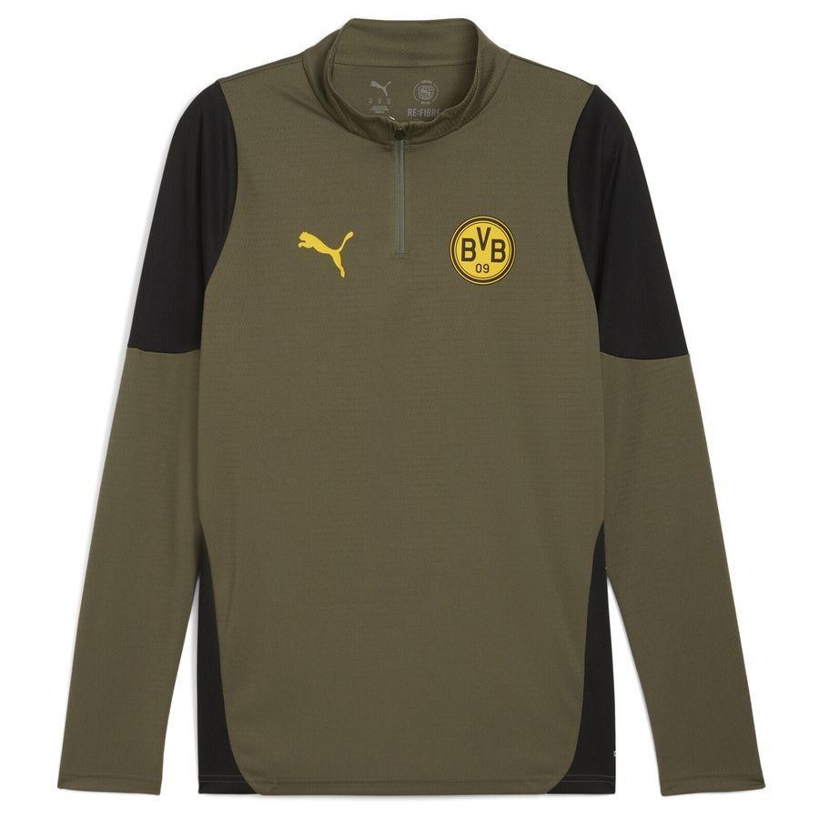 Dortmund 1/4 Zip Training Shirt | Loden Green/PUMA Black Lightweight Feel