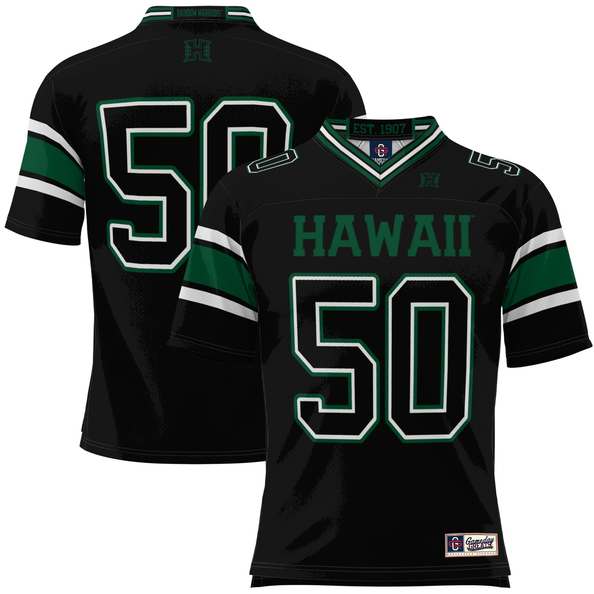 Youth #50 Black Hawaii Rainbow Warriors Football Jersey