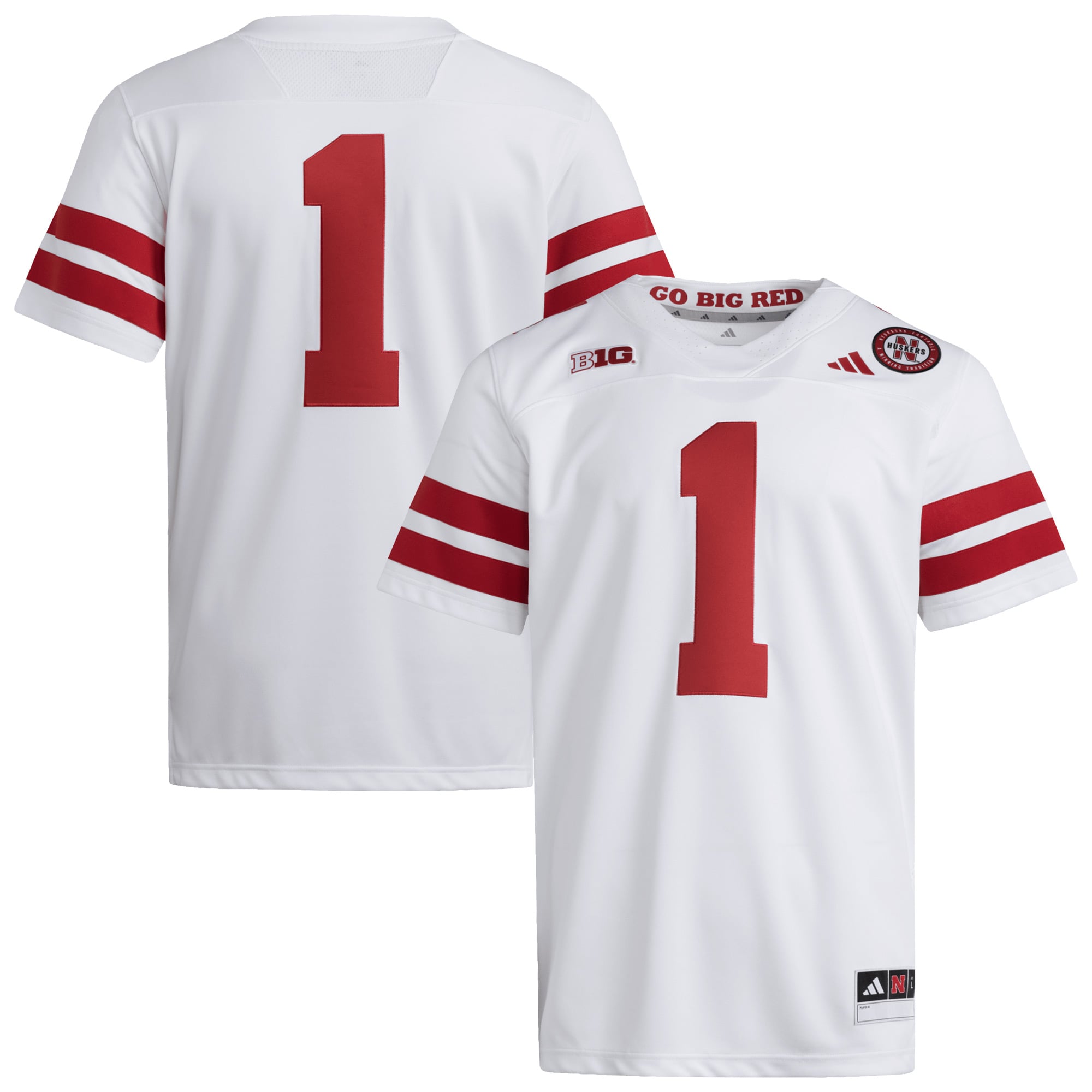 #1 Nebraska Huskers adidas Premier Jersey - White