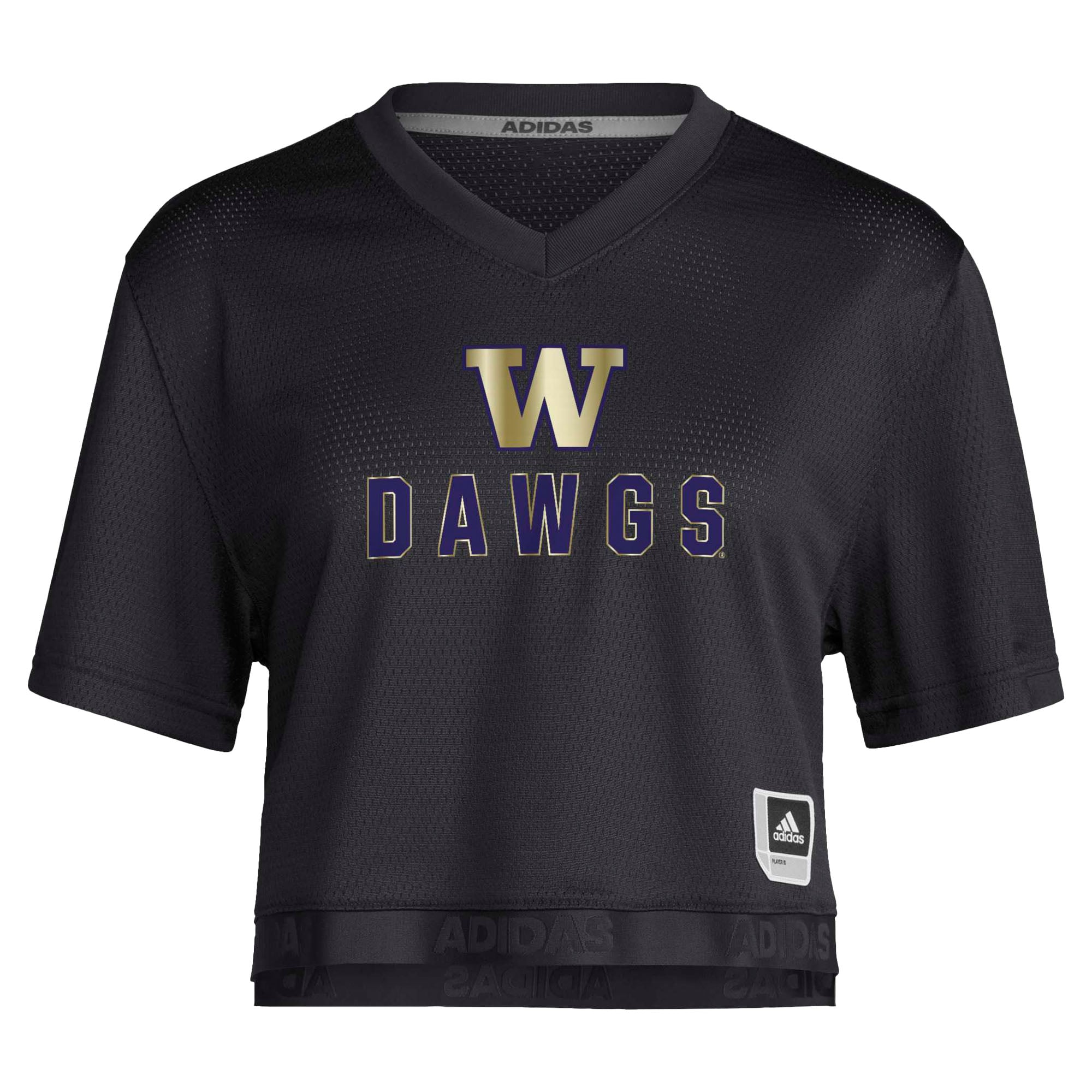 Women's Black Washington Huskies Strategy Cropped Football Jersey