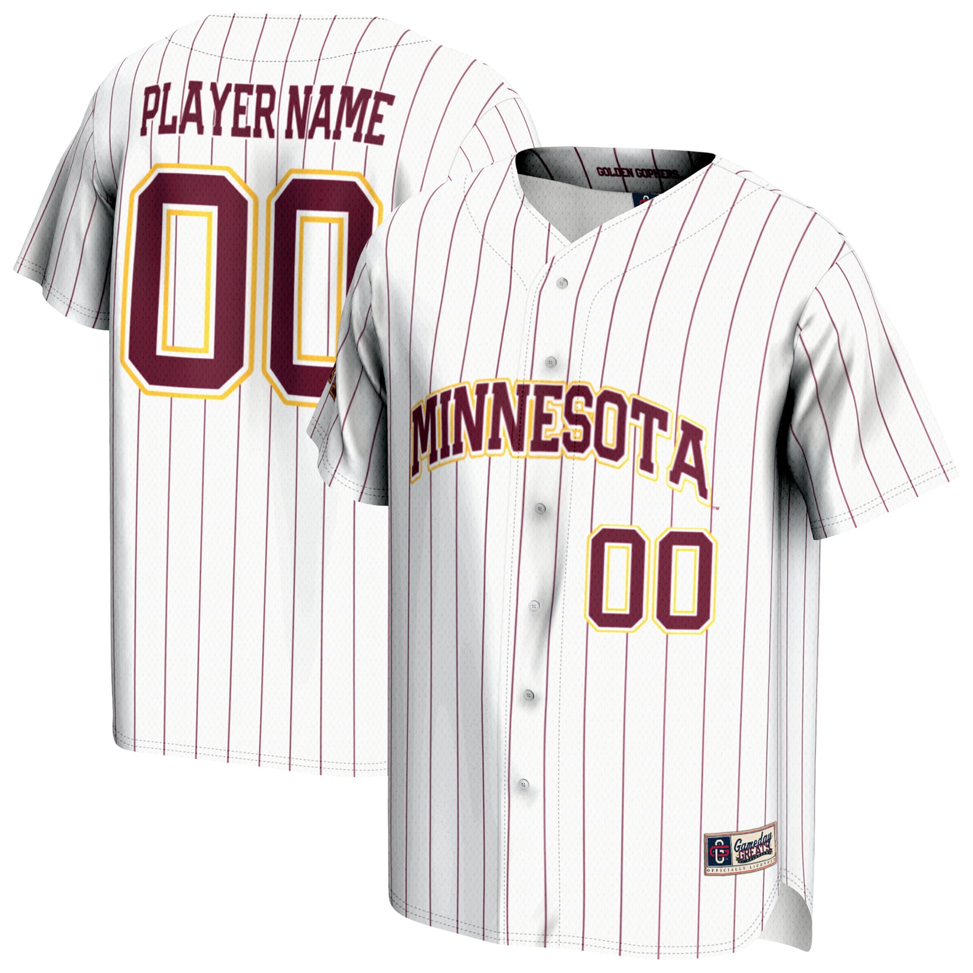 [DDG] Minnesota Golden Gophers GameDay Greats Youth NIL Pick-A-Player Lightweight Baseball Jersey - White