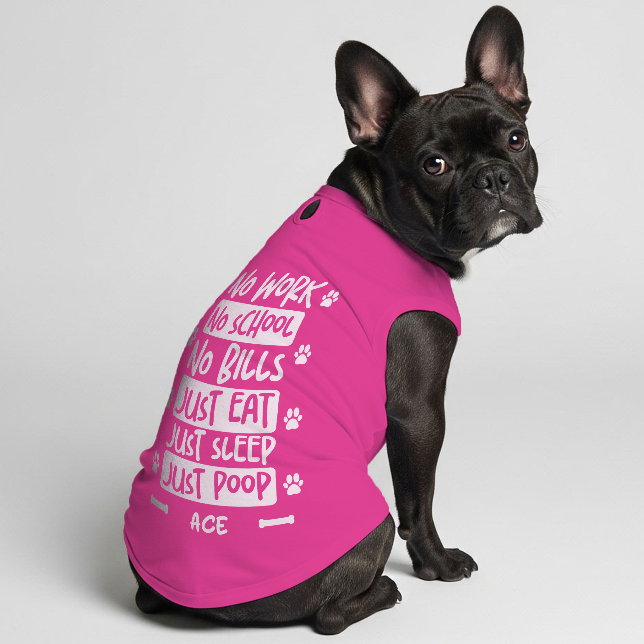 High-Quality No Work - Personalized Frenchie Shirt | Custom Dog T-shi...