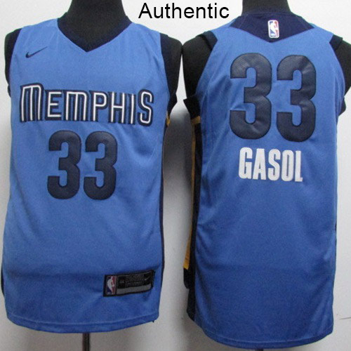 Blue PHI Memphis Grizzlies #33 Nike Durable Jersey Game Day Wear