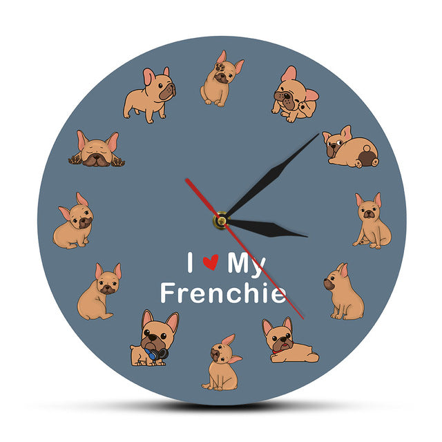 French Bulldog I Love My Frenchie Wall Clock Durable Dog Item