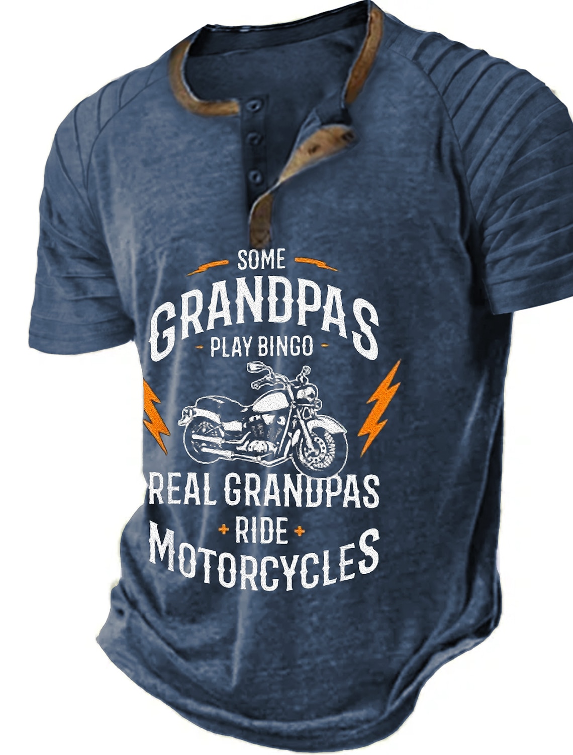 Mens 'Real Grandpas Ride Motorcycles' Graphic T-Shirt | Funny Biker Grandpa Short Sleeve Tee