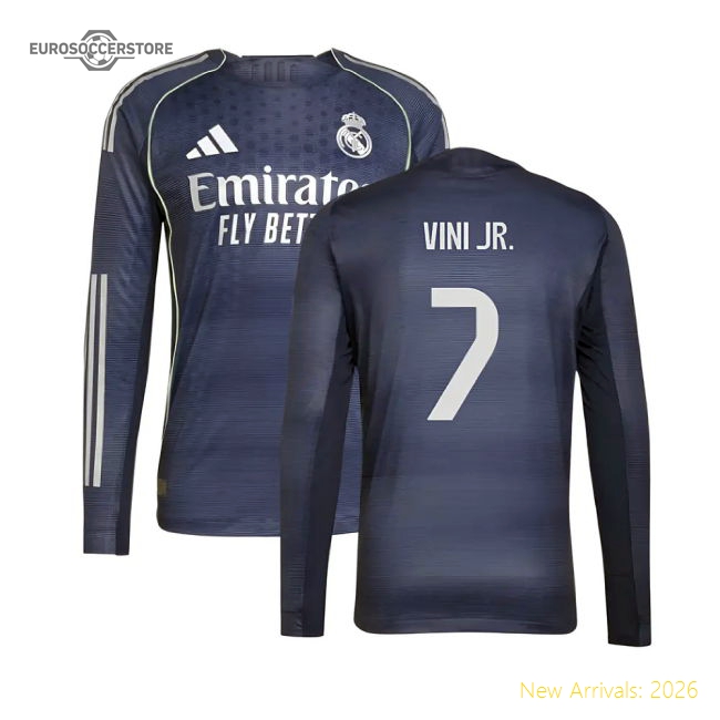 Official 2025-2026 Real Madrid Long Sleeve Away Shirt (Vini Jr. 7)