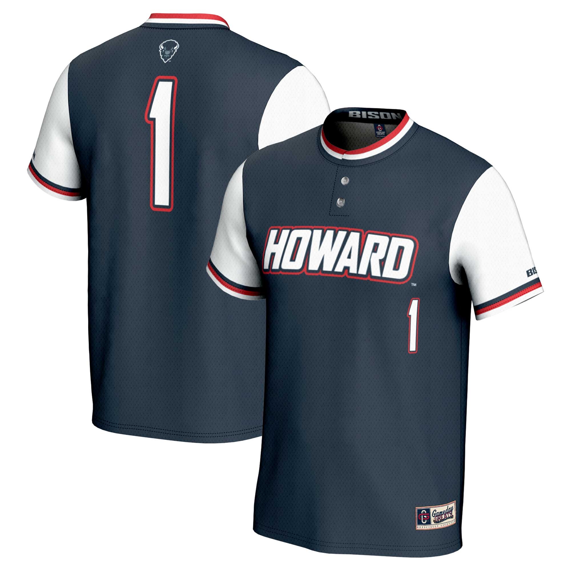 [NJP] Howard Bison GameDay Greats Unisex Lightweight Softball Jersey - Navy