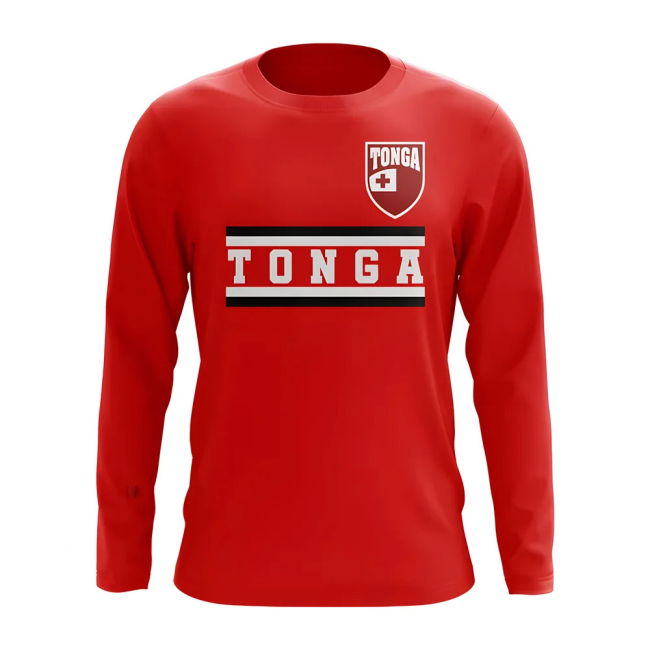 Tonga Core Football Country Long Sleeve T-Shirt (Red)