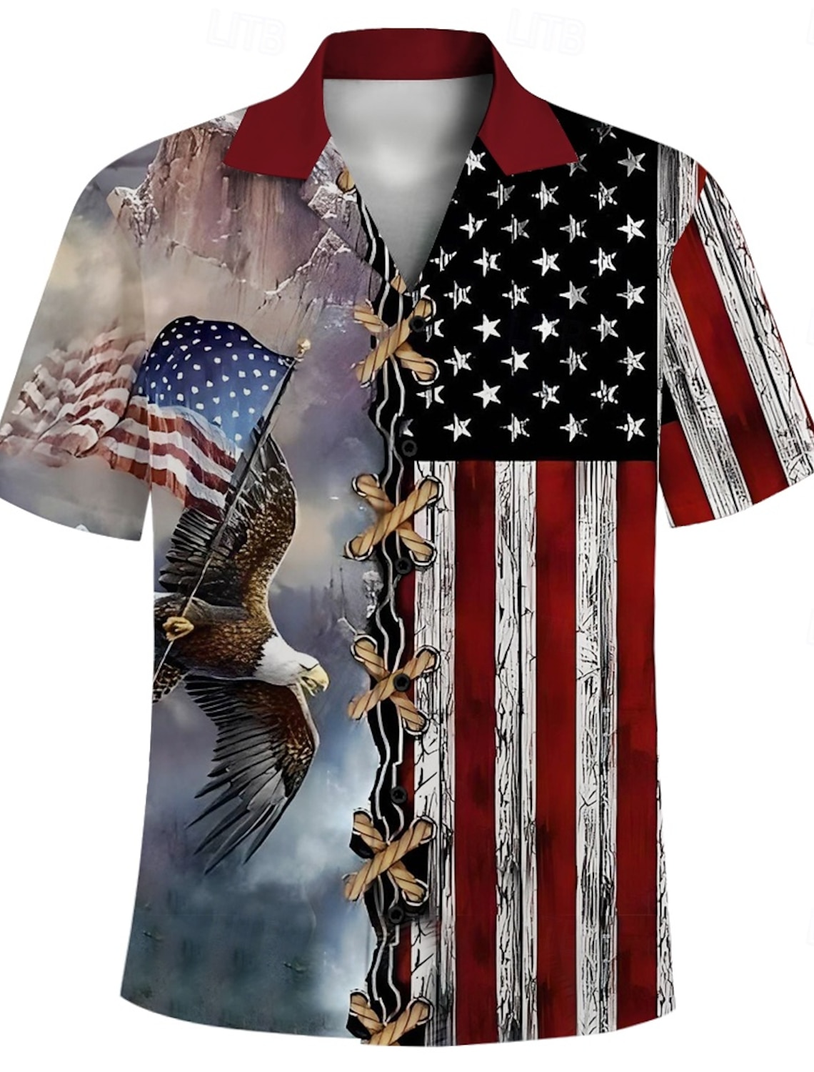 Independence Day Men's US Flag Patriotic Fourth of July Shirt Summer Shirt Button Up Shirt Short Sleeve Fashion Casual Outdoor Holiday Summer Spring Turndown 3D Print