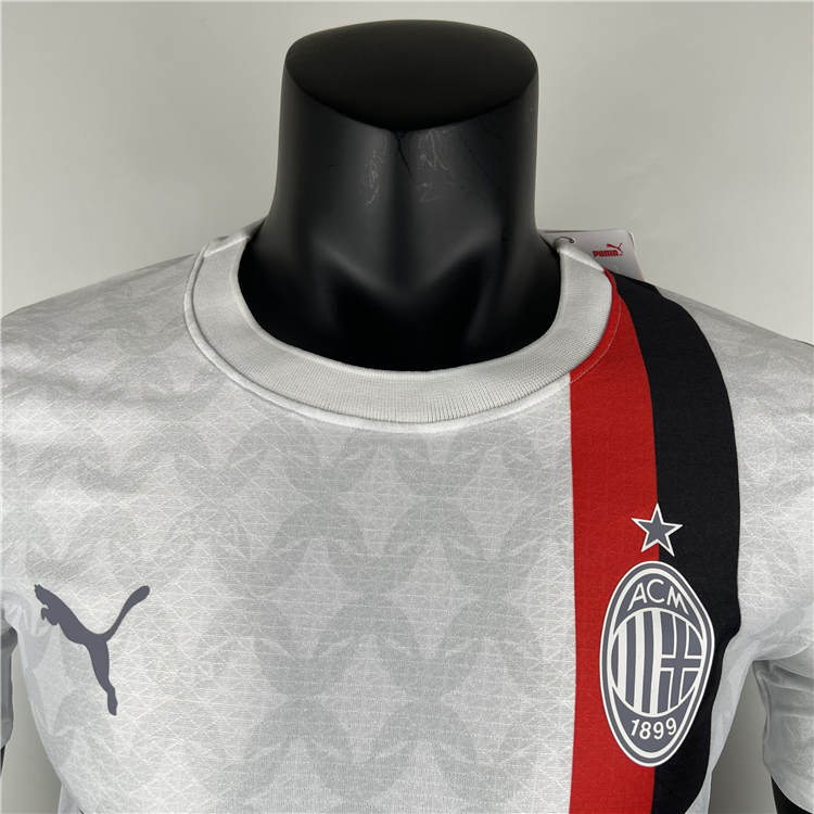 AC Milan Football Shirt 2324 Away White Soccer Jersey Shirt Authentic