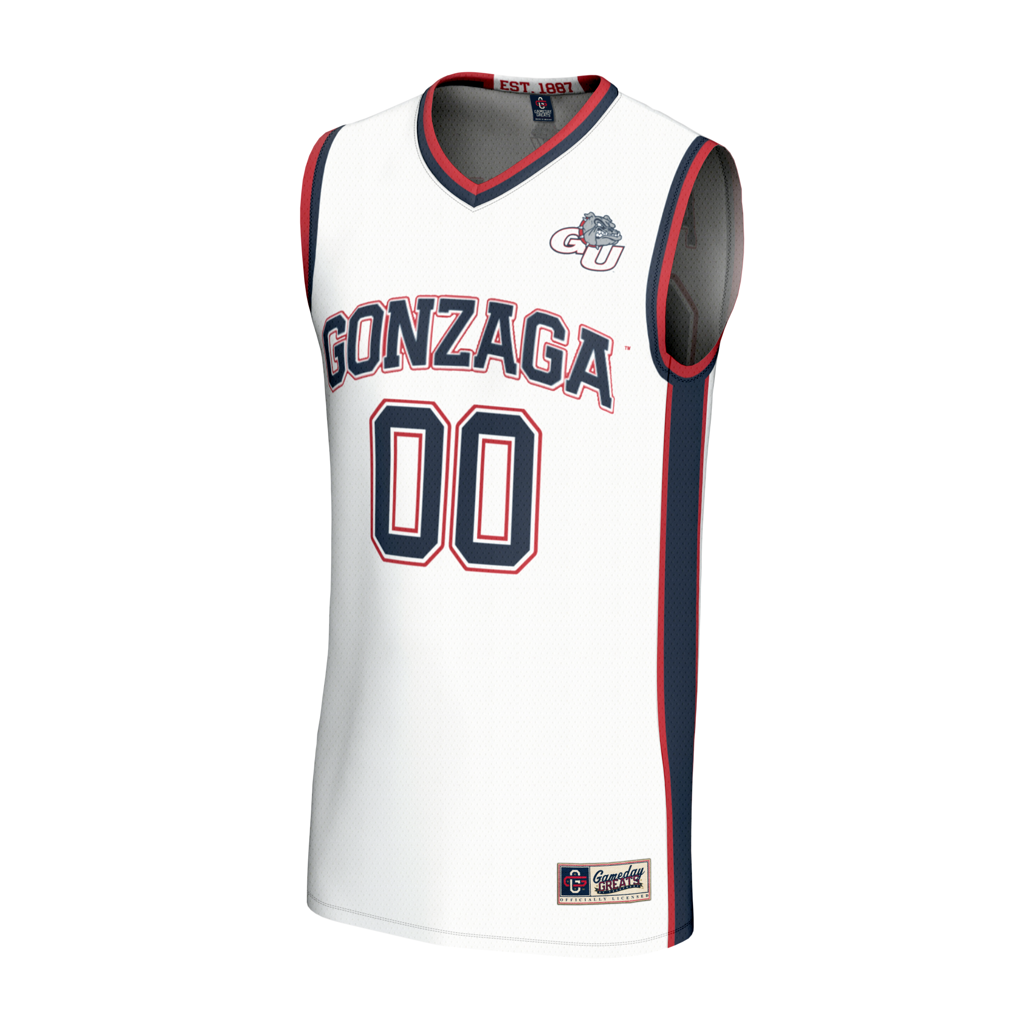 [DDG] Gonzaga Bulldogs GameDay Greats Unisex Lightweight Collegiate Men's Basketball NIL Pick-A-Player Fashion Jersey - White