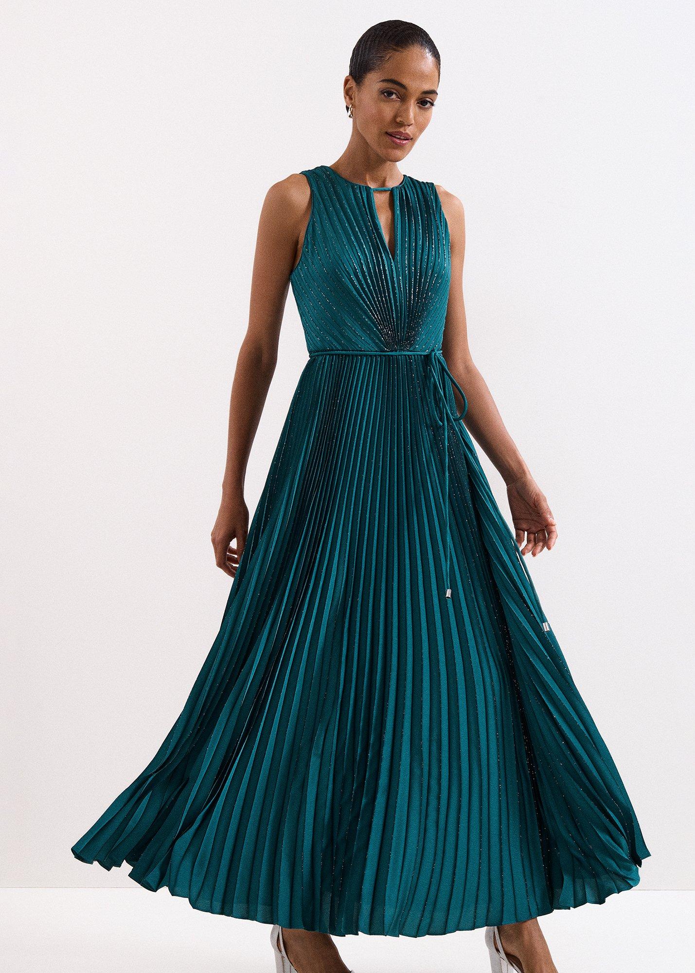 Simara Green Glitter Maxi Dress