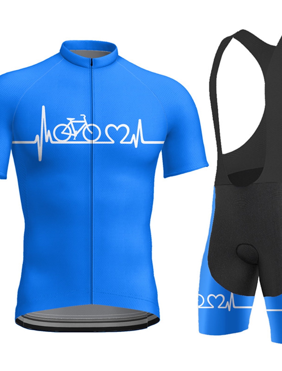Men's Cycling Jersey with Bib Shorts Short Sleeve Mountain Bike MTB Road Bike Cycling Summer Blue Red Orange Letter & Number Funny Bike 3D Pad Quick Dry Back Pocket Moisture Wicking Breathable Spandex